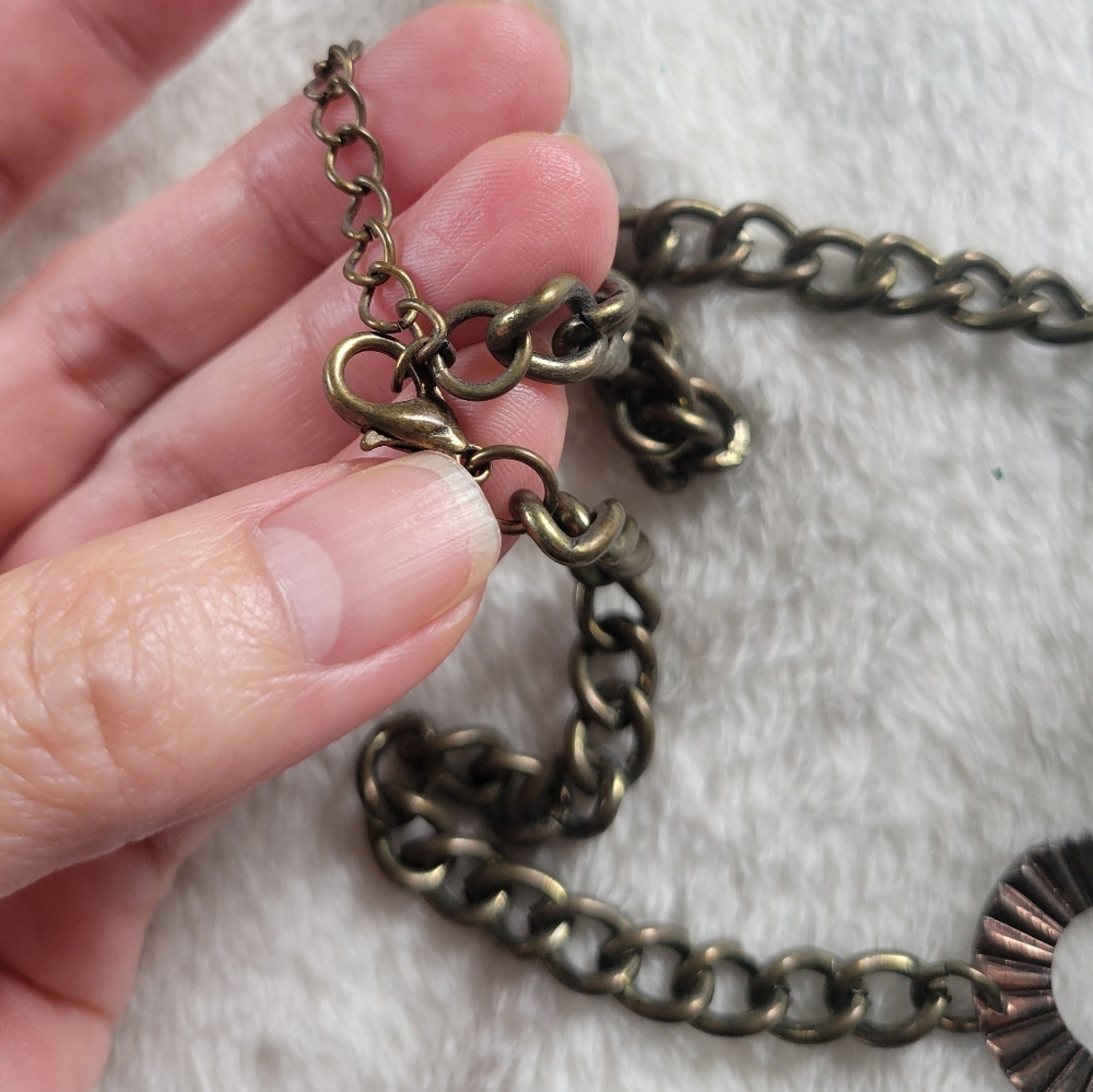 Rustic Boho Brass Tone Multicolor Distressed Meta… - image 5